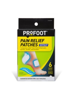 PROFOOT Pain Relief Patches for Foot & Heel Pain, Cooling Camphor & Menthol, Up to 8 Hours Relief from Sprains, Strains & Bruises, 2 Shapes Designed to Fit Feet, 6 Count