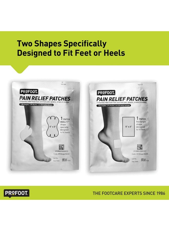 ProFoot - PROFOOT Pain Relief Patches for Foot & Heel Pain, Cooling Camphor & Menthol, Up to 8 Hours Relief from Sprains, Strains & Bruises, 2 Shapes Designed to Fit Feet, 6 Count - Image 1
