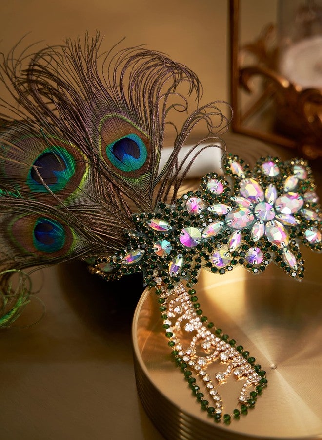 BABEYOND Women's 1920s Headband Flapper Feather Headpiece with Chain Roaring 20s Great Gatsby Themed Party Hair Accessory (Peacock) - Image 3