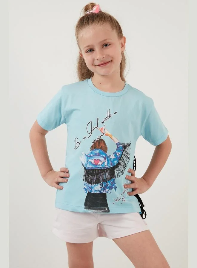 Lela Lela Cotton Printed Tassel Detailed Crew Neck T-Shirt Girl's T-Shirt 6211020