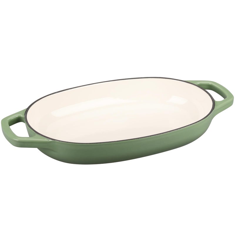 EDGING CASTING وعاء داتش أوفن بيضاوي من الحديد الزهر المينا مع غطاء، وعاء داتش أوفن لخبز الخبز الحامض، فرن الخبز، وعاء داتش أوفن للخبز، صينية خبز بيضاوية، 5qt، أخضر فستقي - Image 4