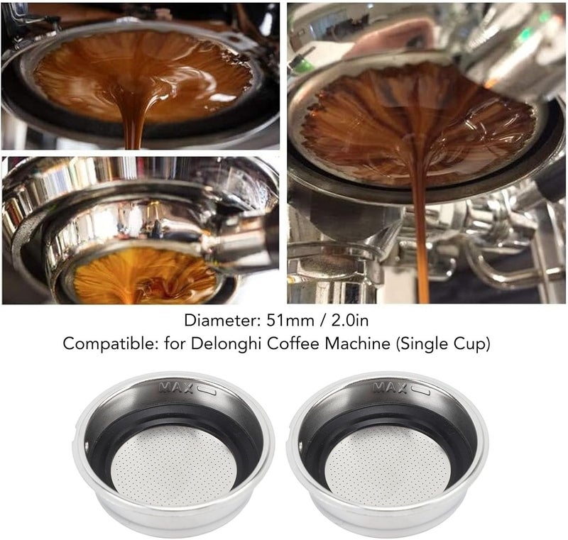Fdit 51mm Stainless Steel Portafilter Basket, Reusable Filter Basket with Ultra Fine Holes for Efficient Coffee Extraction on Semi Automatic Coffee Machines - Image 3