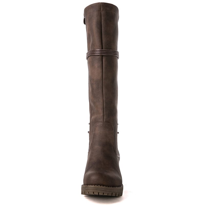 GLOBALWIN Womenâ€™s Brown Lace Up Back Boots Knee High Boots Fashion Boots For Women 7.5M - Image 4