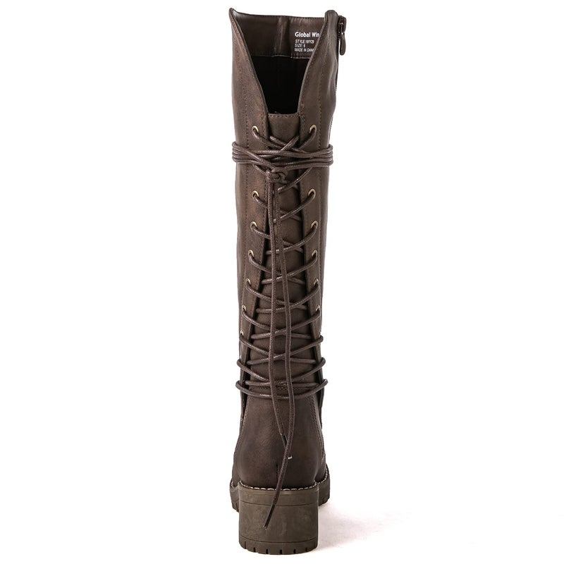 GLOBALWIN Womenâ€™s Brown Lace Up Back Boots Knee High Boots Fashion Boots For Women 7.5M - Image 5
