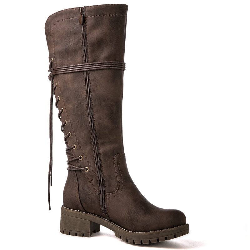 GLOBALWIN Womenâ€™s Brown Lace Up Back Boots Knee High Boots Fashion Boots For Women 7.5M - Image 3