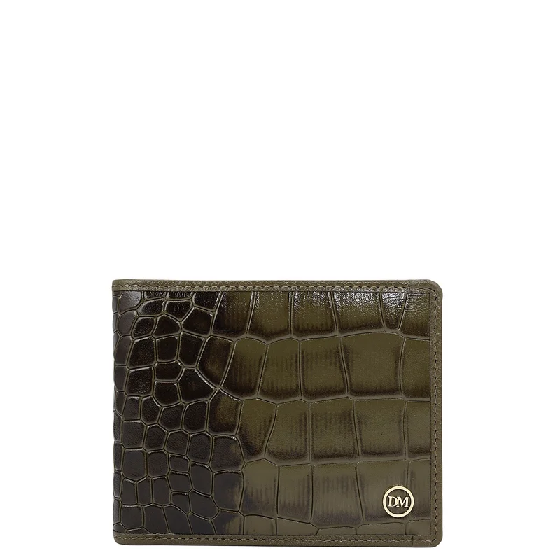 Military Green Bifold Leather Mens Wallet