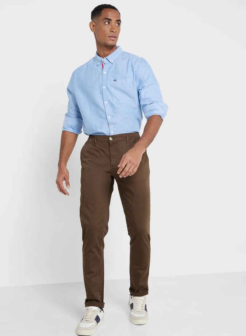 Thomas Scott Thomas Scott Men Blue Slim Fit Pure Cotton Casual Sustainable Shirt