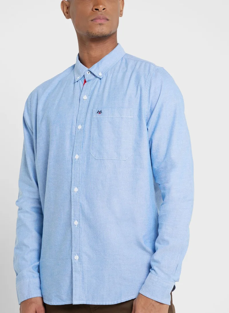 Thomas Scott Thomas Scott Men Blue Slim Fit Pure Cotton Casual Sustainable Shirt