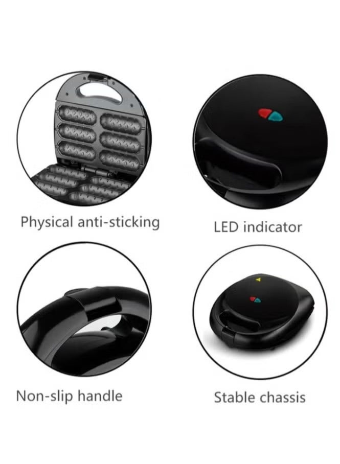 آر إيه أف آلة هوت دوج كهربائية منزلية، آلة صنع وافل هوت دوج بستة ثقوب، آلة صنع وافل هوت دوج بالذرة مع صفيحة غير لاصقة لصنع الهوت دوج - Image 2