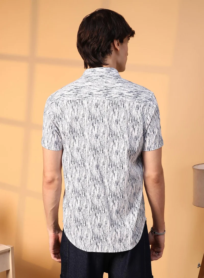 CAHOOT  Men's Cream White & Navy Blue Contrast Grazed Shirt for Men | Best Price UAE