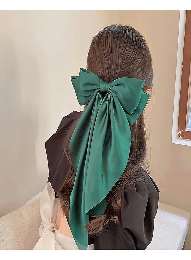 WHISKET - Hair Bows for Women Girls Hair Ribbon Bow Hair Clips with Long Tails Vintage Hair Accessories for Women (Green) [Pack Of 1] - Image 3