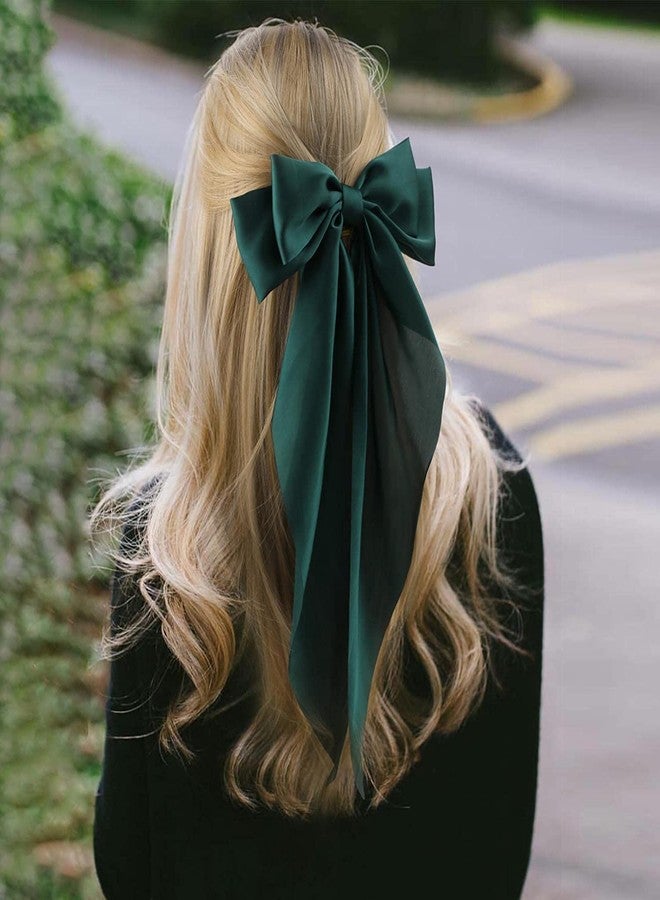 WHISKET - Hair Bows for Women Girls Hair Ribbon Bow Hair Clips with Long Tails Vintage Hair Accessories for Women (Green) [Pack Of 1] - Image 1