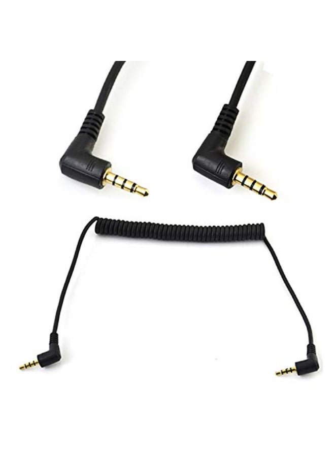 Halokny Coiled Stereo Audio Cable, (1PCS) 90 Degree Right Angle 3.5mm Male to Male Jack 4 Pole TRRS Extension Aux Audio Coiled Spiral Cable(TRRS M/M) - Image 1