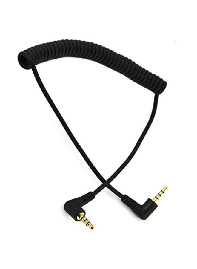 Halokny Coiled Stereo Audio Cable, (1PCS) 90 Degree Right Angle 3.5mm Male to Male Jack 4 Pole TRRS Extension Aux Audio Coiled Spiral Cable(TRRS M/M) - Image 2