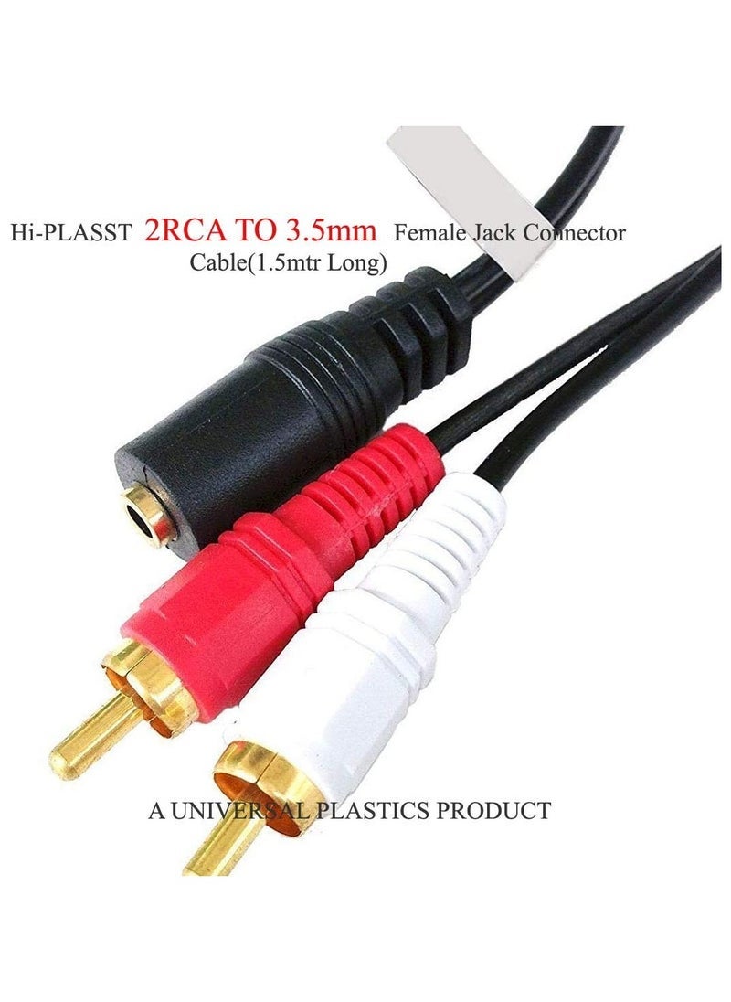 ELTRAZONE 3.5mm Female to 2RCA Male Stereo AV Video Splitter Cable (1.5m) – Ideal for VCD, Sound System, Amplifier, HDTV, Speakers, Home Theatre | High-Quality Audio & Video Signal Transfer  - Image 2