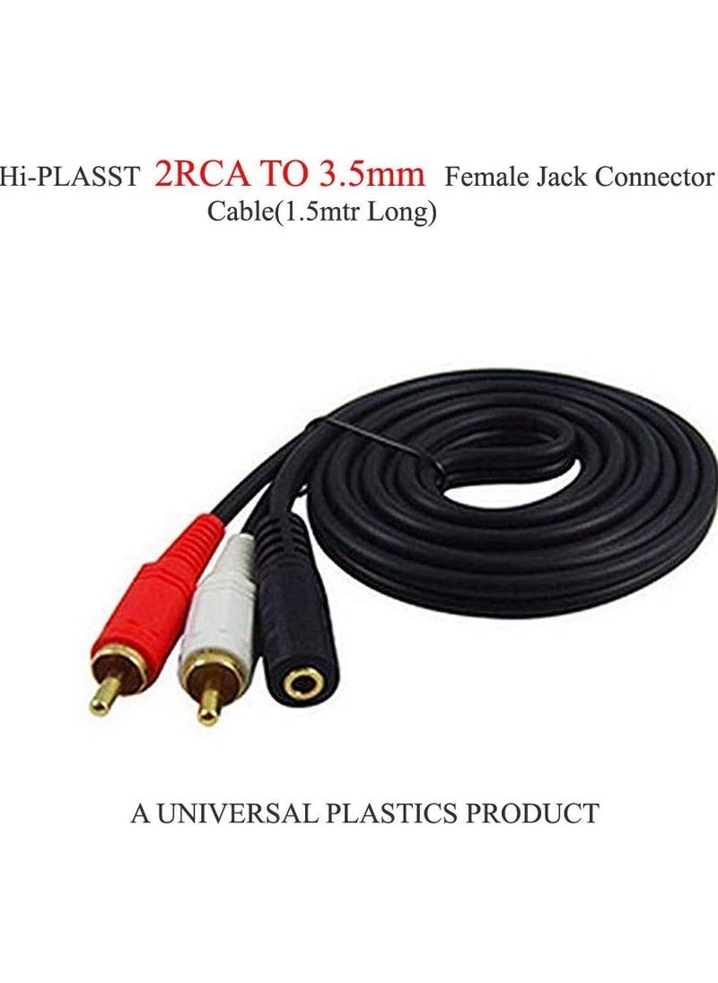 ELTRAZONE 3.5mm Female to 2RCA Male Stereo AV Video Splitter Cable (1.5m) – Ideal for VCD, Sound System, Amplifier, HDTV, Speakers, Home Theatre | High-Quality Audio & Video Signal Transfer  - Image 3