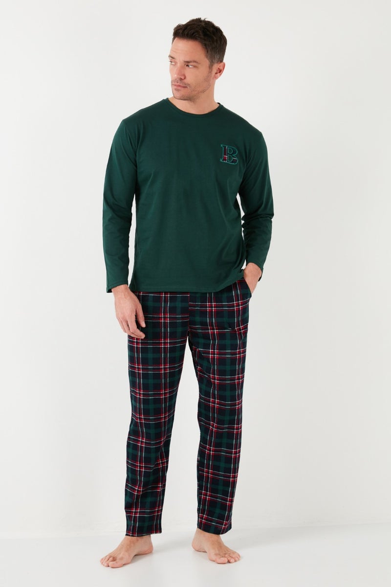 Buratti Cotton Regular Fit Long Sleeve Men's Pajama Set with Elastic Waist 6572007  - Image 2