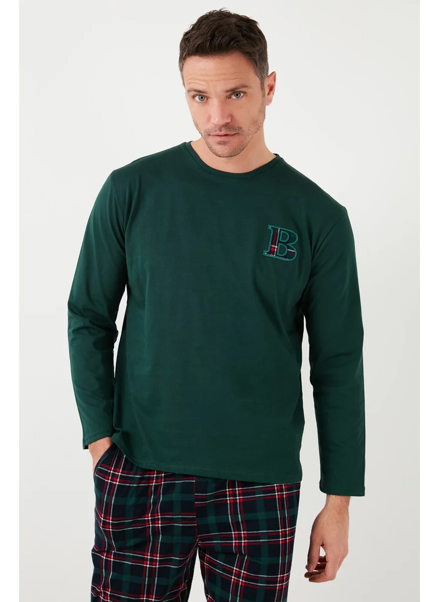 Buratti Cotton Regular Fit Long Sleeve Men's Pajama Set with Elastic Waist 6572007