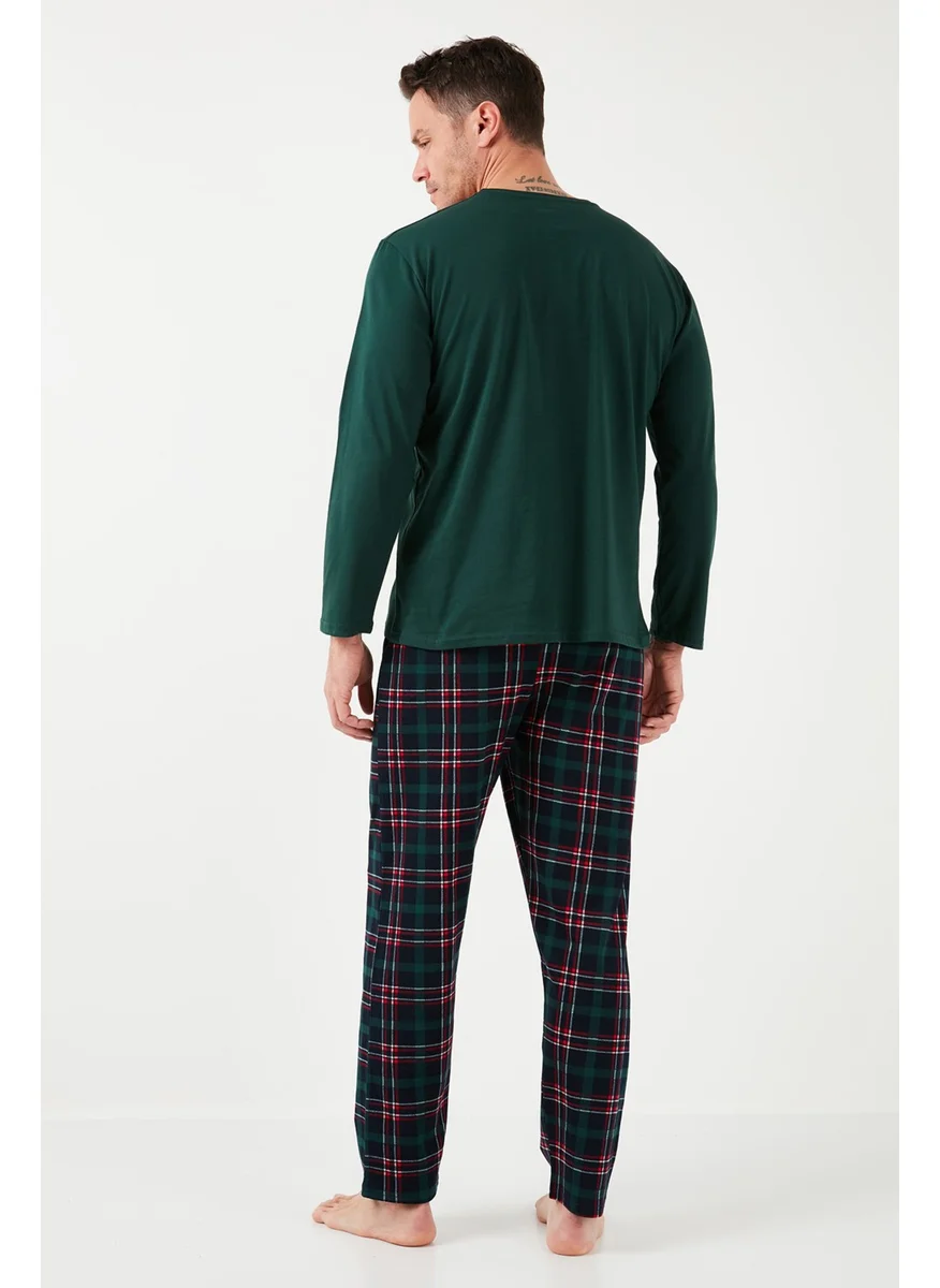 Buratti Cotton Regular Fit Long Sleeve Men's Pajama Set with Elastic Waist 6572007