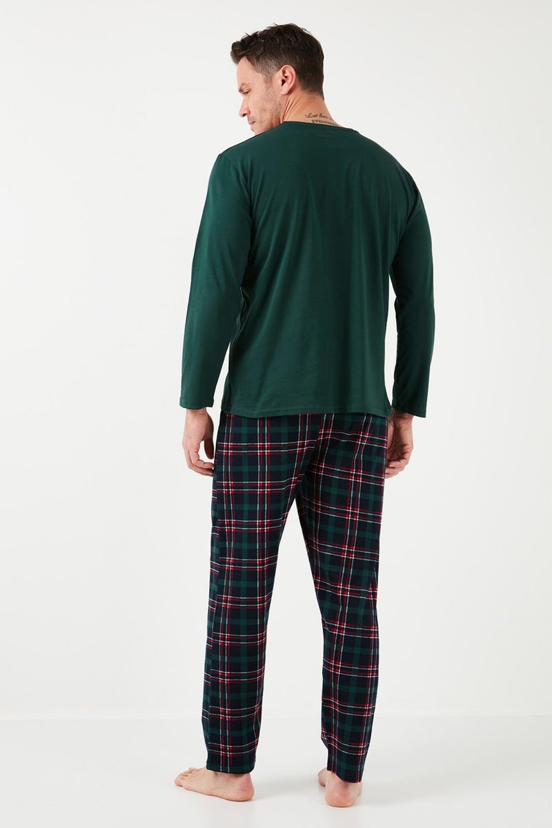 Buratti Cotton Regular Fit Long Sleeve Men's Pajama Set with Elastic Waist 6572007  - Image 5