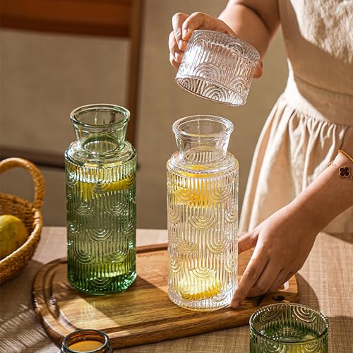 FQDGTFA Bedside Water Carafe and Glass Set, 21.6 Oz Glass Pitcher with 6 Oz Drinking Cup Lid, Multi-Functional Mouthwash Dispenser for Bathroom Counter, Nightstand or Kitchen, Water Bottle Set - Image 4