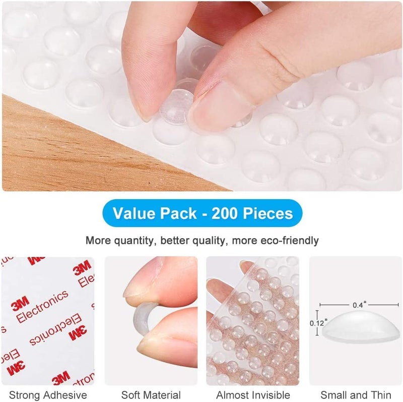 MGNLR Round Adhesive Silicone Bumper Door Cabinet Drawer Safety Stopper Mute Buffer 3x8 mm Clear Set of 200 PIC - Image 4