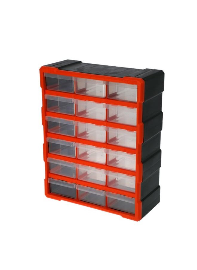 Tactix 18-Drawer Cabinet Plastic Storage Box Black and Orange 320634  - Image 2