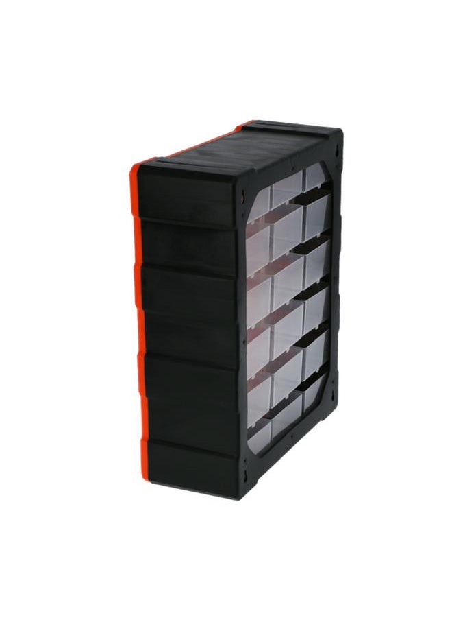 Tactix 18-Drawer Cabinet Plastic Storage Box Black and Orange 320634  - Image 3