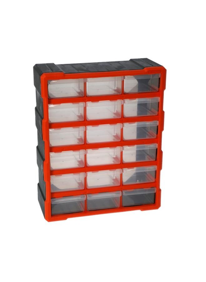Tactix 18-Drawer Cabinet Plastic Storage Box Black and Orange 320634  - Image 1