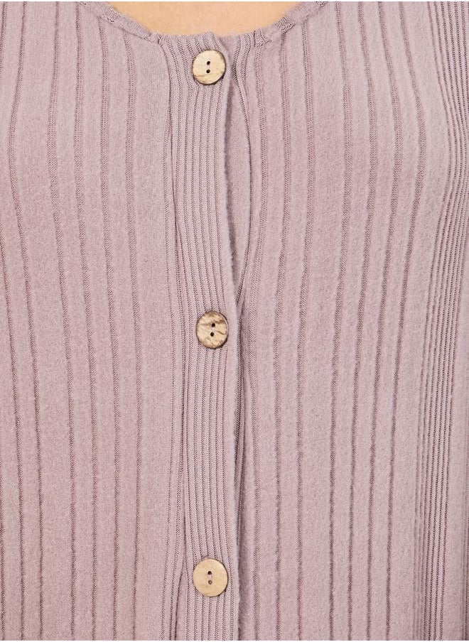 Styli Rib Button Through Ruched Tie Detail Nightdress  - Image 3