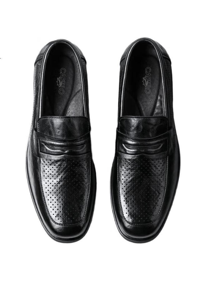 CARTELO Men'S Leather Shoes Summer Breathable Business Casual Loafers Hollow Out Shoes Men'S 9934 Black Size 42 - Image 3