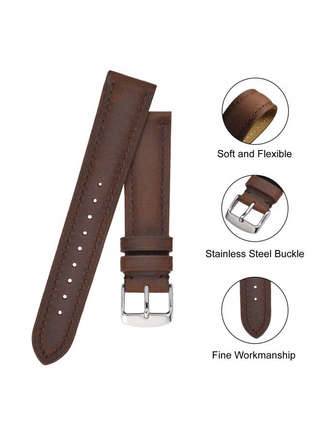 BISONSTRAP Watch Strap 18mm, Vintage Leather Replacement Watch Band, Brown - Image 3
