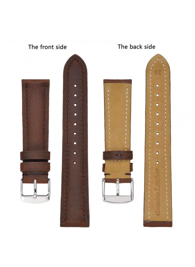 BISONSTRAP Watch Strap 18mm, Vintage Leather Replacement Watch Band, Brown - Image 2