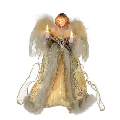 Kurt S. Adler Kurt Adler UL 10-Light Angel Treetop Figurine, 10-Inch, Ivory and Gold - Image 1