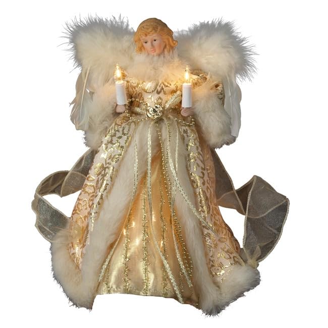 Kurt S. Adler Kurt Adler UL 10-Light Angel Treetop Figurine, 10-Inch, Ivory and Gold - Image 4