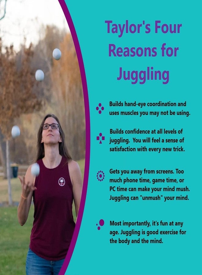 Zeekio Taylor Tries Signature Pro Series Juggling Balls- Professional 8 Panel Ball with Drawstring Carry Bag - 110 Grams, 67mm - Set of 3 (White) - Image 4