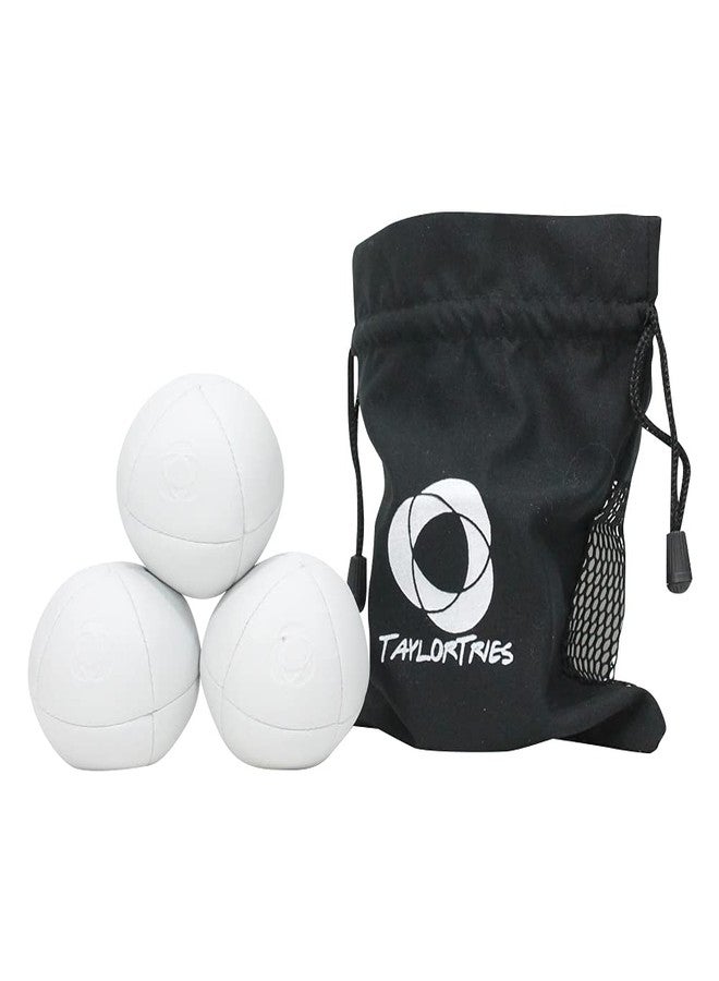 Zeekio Taylor Tries Signature Pro Series Juggling Balls- Professional 8 Panel Ball with Drawstring Carry Bag - 110 Grams, 67mm - Set of 3 (White) - Image 1
