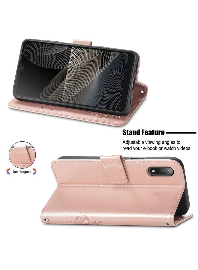 HuHa For Sony Xperia Ace II Four-leaf Clasp Embossed Buckle Mobile Phone Protection Leather Case with Lanyard & Card Slot & Wallet & Bracket Function(Rose Gold)  - Image 3