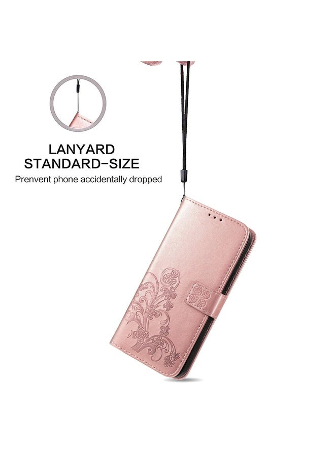 HuHa For Sony Xperia Ace II Four-leaf Clasp Embossed Buckle Mobile Phone Protection Leather Case with Lanyard & Card Slot & Wallet & Bracket Function(Rose Gold)  - Image 5