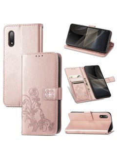 Case Cover For For Sony Xperia Ace II Four-leaf Clasp Embossed Buckle Mobile Phone Protection Leather Case with Lanyard & Card Slot & Wallet & Bracket Function(Rose Gold)