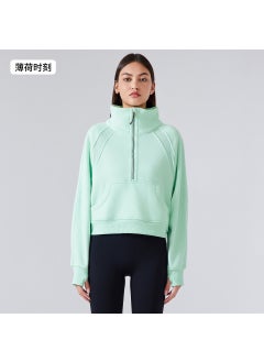 Generic Fleece-Lined High Collar Sweatshirt Women mint moment 