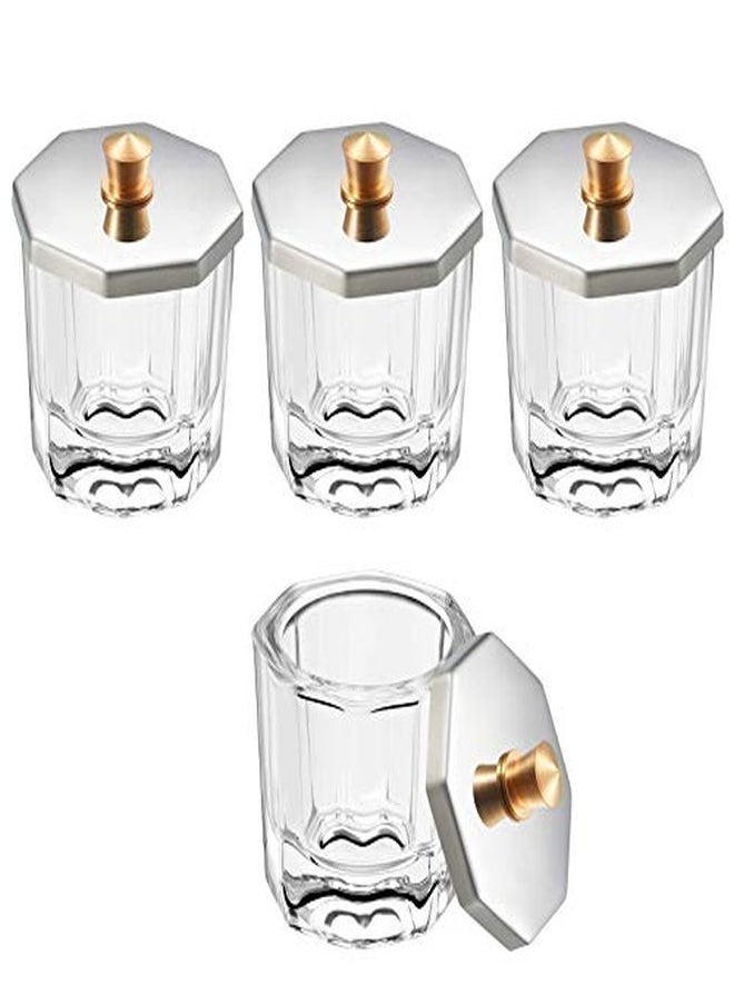Beauticom 4 Pcs Acrylic Liquid Powder Dappen Dish Glass Crystal Cup With Stainless Steel Metal Lid Glassware Tool For Nail Art  - Image 1