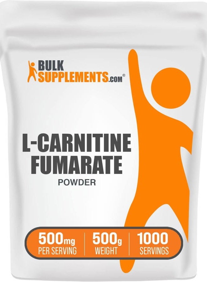 BulkSupplements .com L-Carnitine Fumarate Powder - Carnitine Supplement, Carnitine Powder, L-Carnitine 500mg - Gluten Free, 500mg per Serving, Gluten Free, 500g (1.1 lbs) (Pack of 1) - Image 1