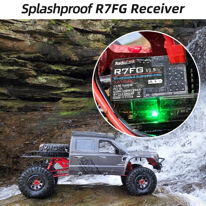 Radiolink RC6GS V3 7 Channels RC Transmitter and Waterproof Gyro Receiver R7FG, 30 Models Storage 2.4Ghz Voltage Telemetry Surface Remote Radio Controller for RC Crawler, Drifting, Car and Boat - Image 5