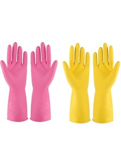 EaglesFord EaglesFord Rubber gloves Pairs Of Reusable Latex Safety Gloves For Washing Cleaning Kitchen Garden And Sanitation Pack of 2 