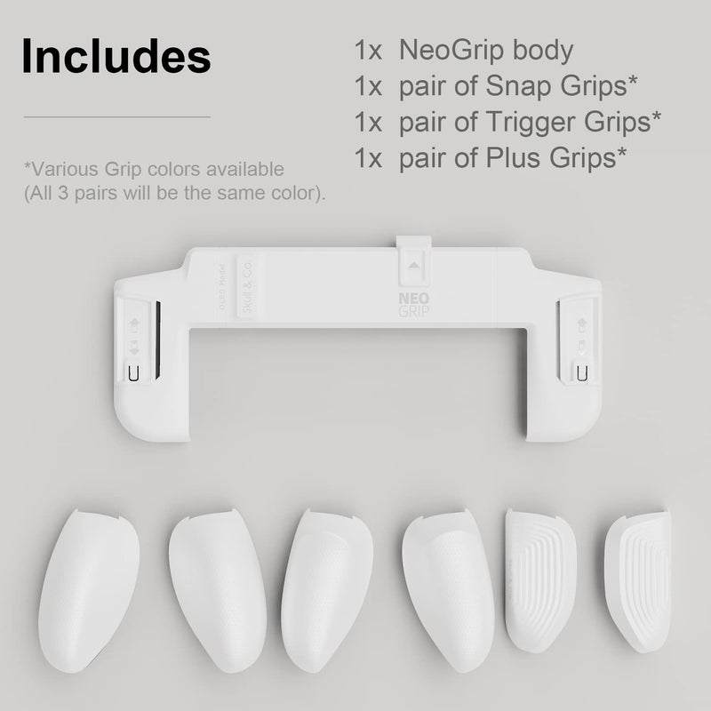Skull & Co. NeoGrip: An Ergonomic Grip Hard Shell with Replaceable Grips [to fit All Hands Sizes] for Nintendo Switch OLED and Regular Model [No Carrying Case] - White - Image 2