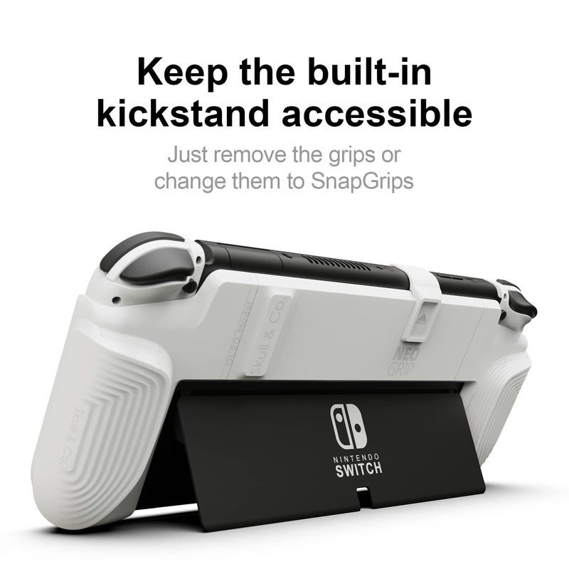 Skull & Co. NeoGrip: An Ergonomic Grip Hard Shell with Replaceable Grips [to fit All Hands Sizes] for Nintendo Switch OLED and Regular Model [No Carrying Case] - White - Image 4
