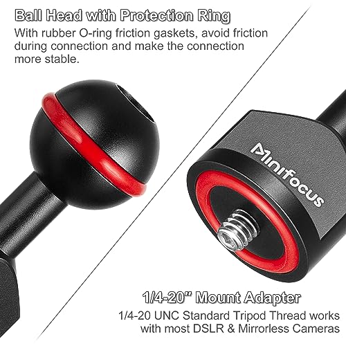 MINIFOCUS 2Pcs 1'' Ball Adapter to 1/4"-20 Screw, Universal Ball Joint Bracket with 1/4" Screw Base Adapter for Underwater Camera Arm Tray Diving Photography System - Image 2