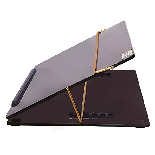 Rasper Acrylic Table Top Elevator Acrylic Writing Desk with Adjustable Height Slant Book Reading Stand Portable Laptop Table Writing Pad (Small Size 16x12 Inches) Premium 8mm Thickness (Smoke Black) - Image 3