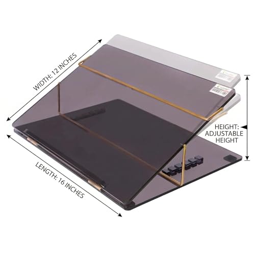 Rasper Acrylic Table Top Elevator Acrylic Writing Desk with Adjustable Height Slant Book Reading Stand Portable Laptop Table Writing Pad (Small Size 16x12 Inches) Premium 8mm Thickness (Smoke Black) - Image 5